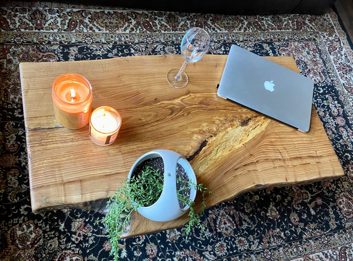 Naturally Beautiful Live Edge Chestnut Coffee Table with Unique Shape