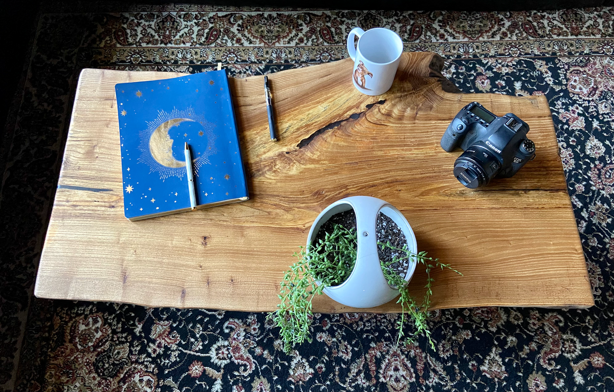 Naturally Beautiful Live Edge Chestnut Coffee Table with Unique Shape