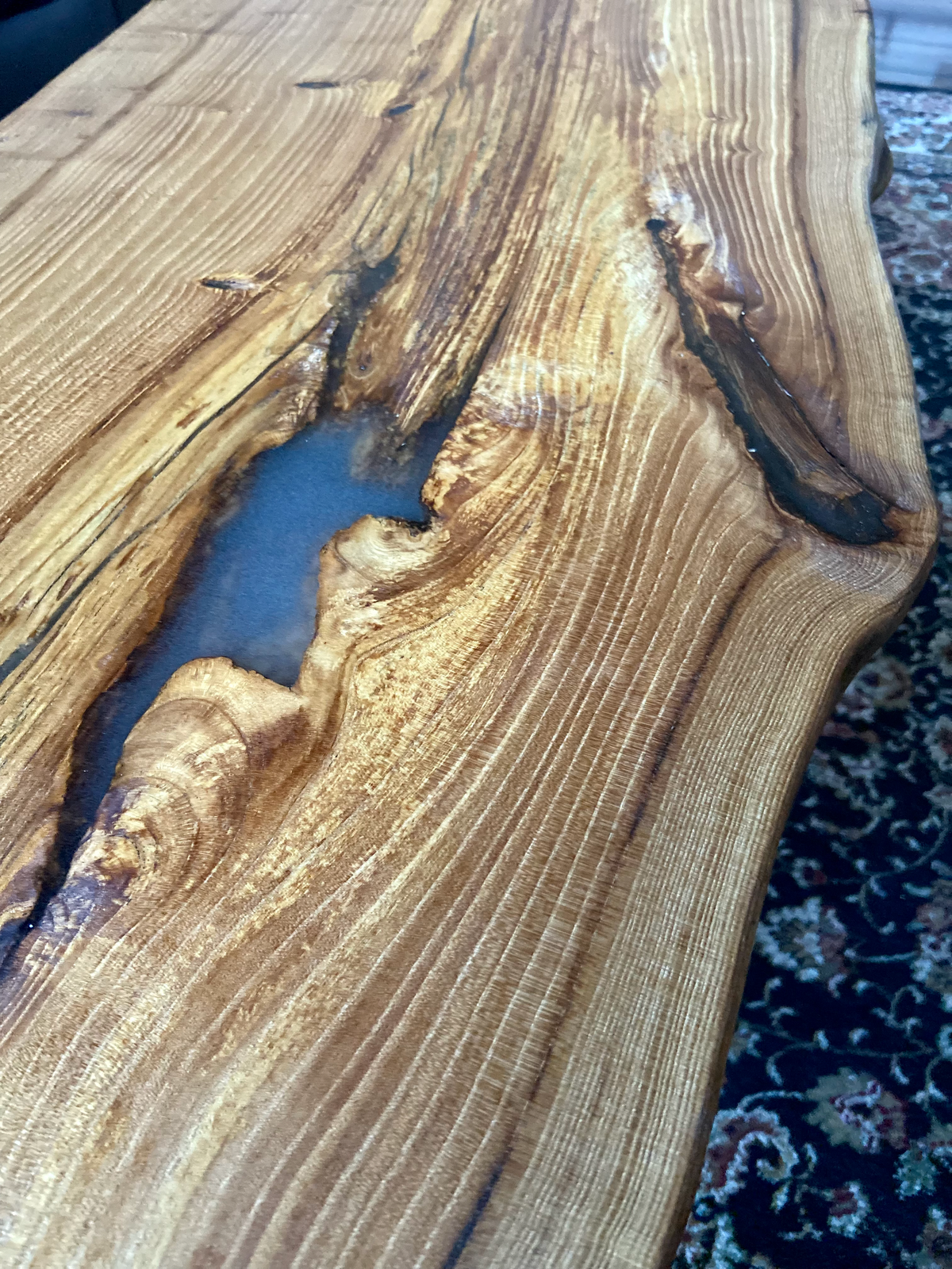 Live Edge Wormy Chestnut Coffee Table w/ Beautiful Natural Voids, Grain Patterns, and Knots