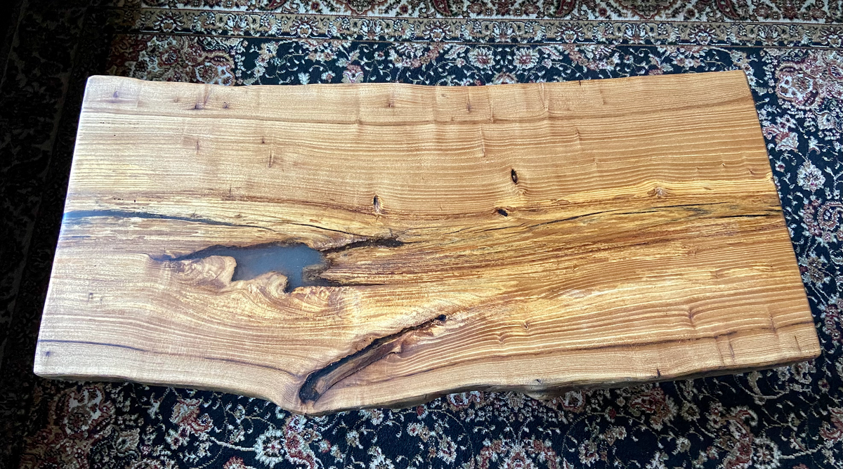 Live Edge Wormy Chestnut Coffee Table w/ Beautiful Natural Voids, Grain Patterns, and Knots