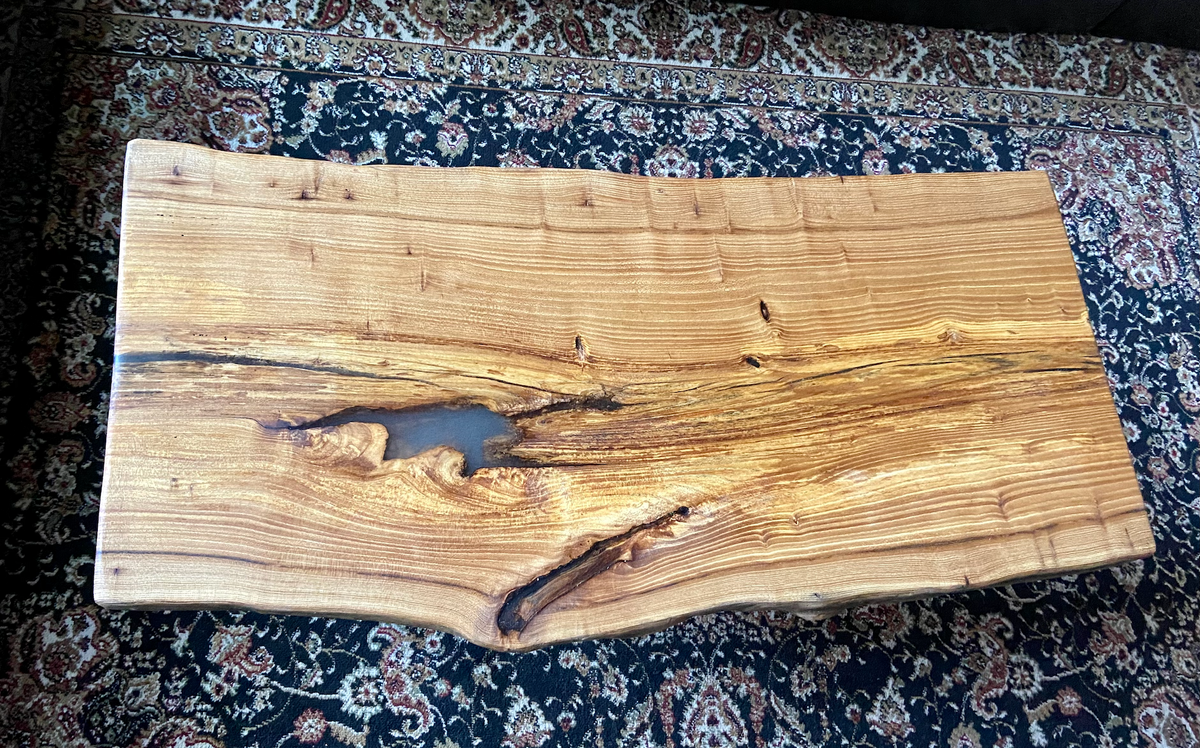 Live Edge Wormy Chestnut Coffee Table w/ Beautiful Natural Voids, Grain Patterns, and Knots