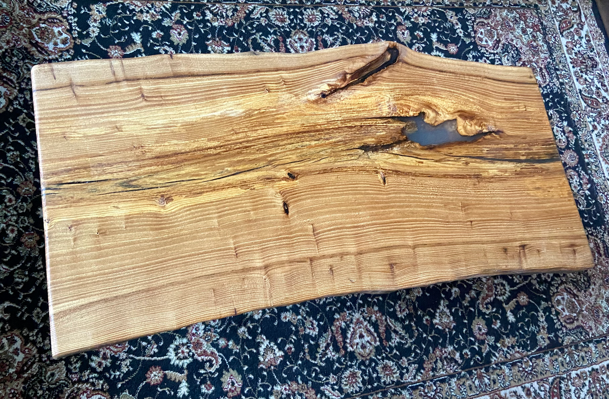 Live Edge Wormy Chestnut Coffee Table w/ Beautiful Natural Voids, Grain Patterns, and Knots