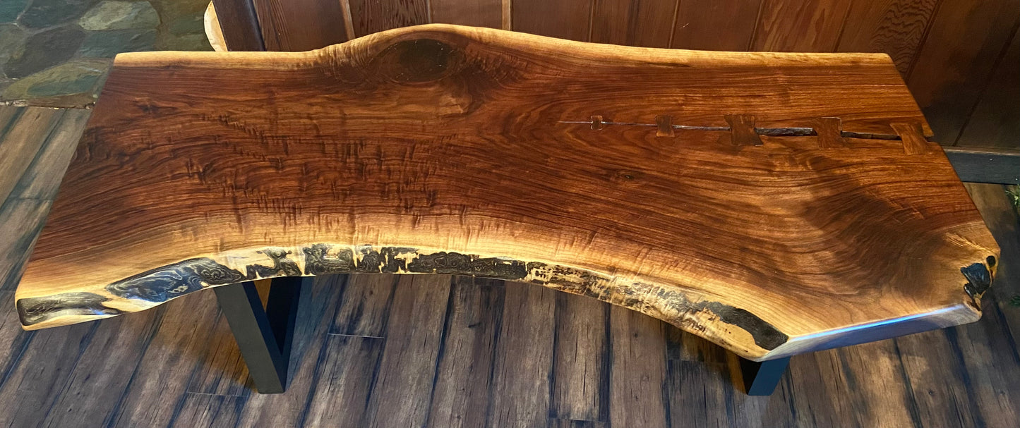 Large Walnut Coffee Table with Handcrafted Bowties