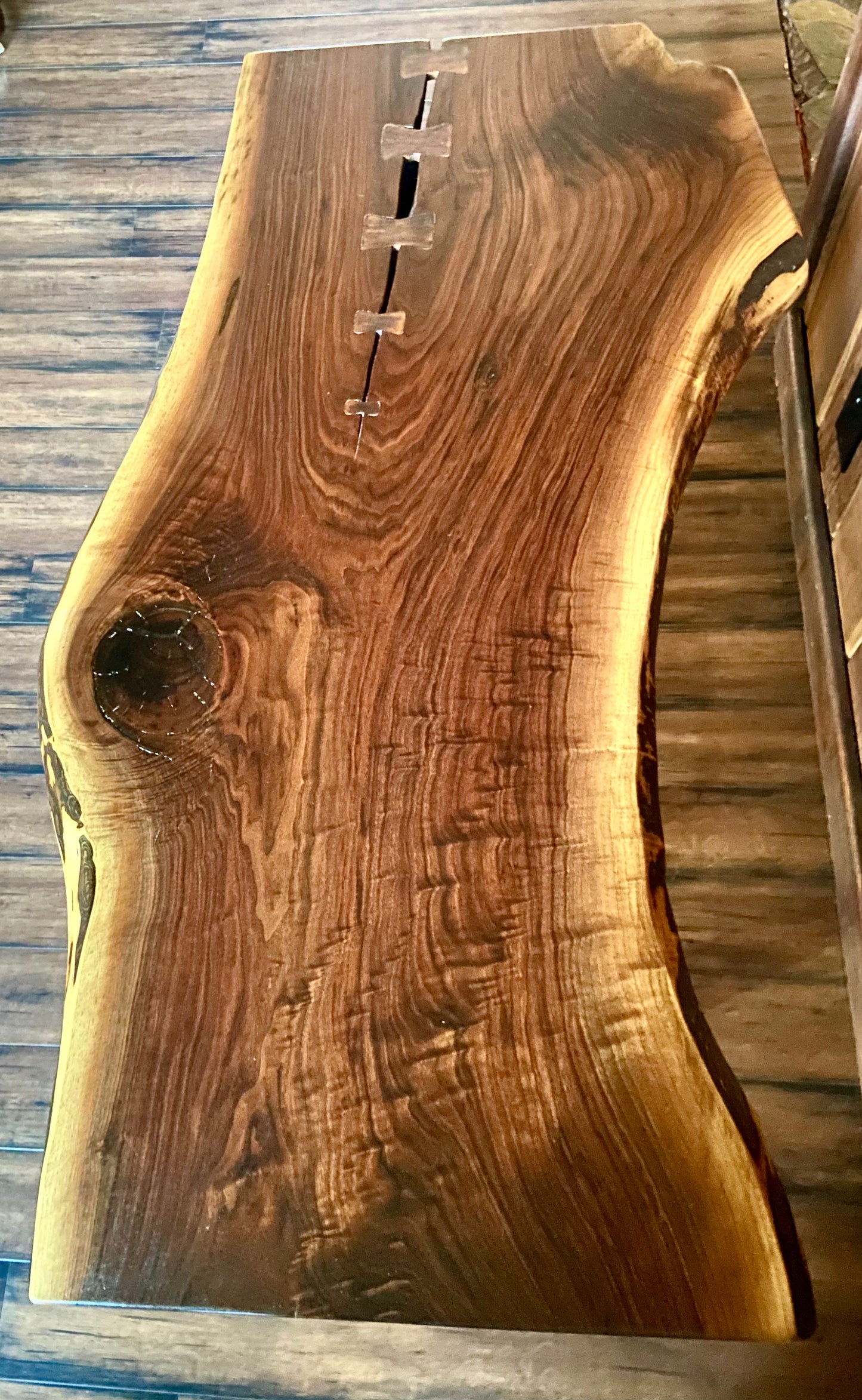 Large Walnut Coffee Table with Handcrafted Bowties
