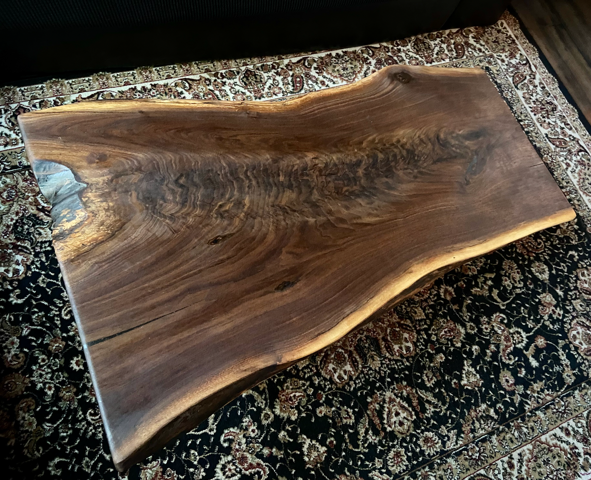 Naturally Forked Live Edge Walnut Coffee Table, Rustic Natural Edge Black Walnut Wood, Live Edge Console Table, Unique Live Edge Wood Table