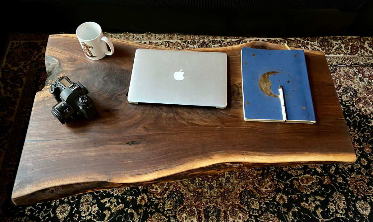 Naturally Forked Live Edge Walnut Coffee Table, Rustic Natural Edge Black Walnut Wood, Live Edge Console Table, Unique Live Edge Wood Table