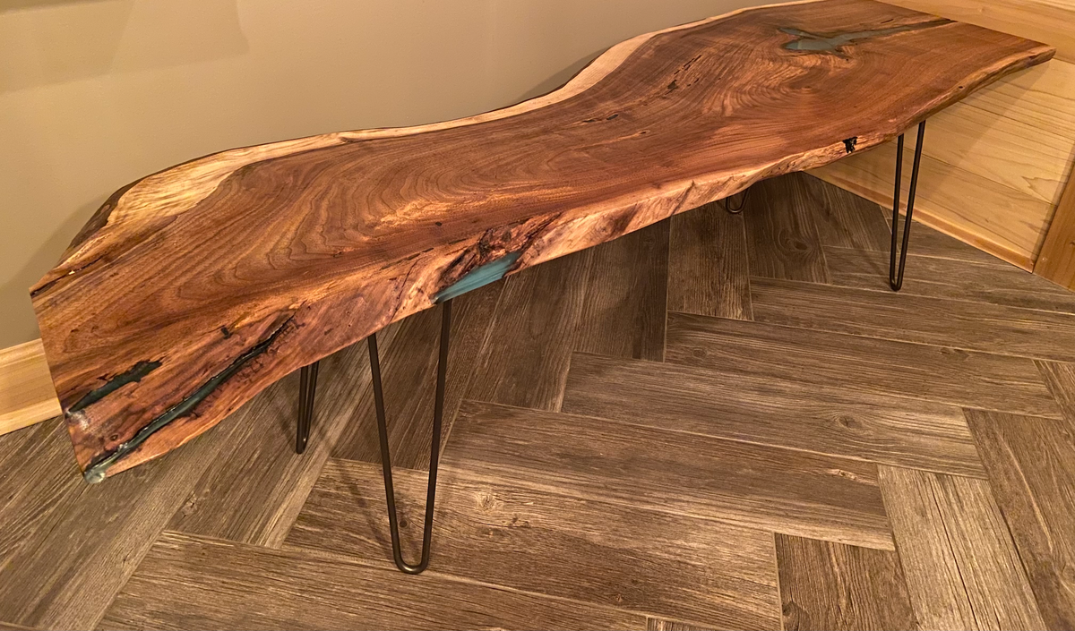 live edge walnut coffee table turquoise epoxy blue epoxy rustic coffee table rugged table unique coffee table