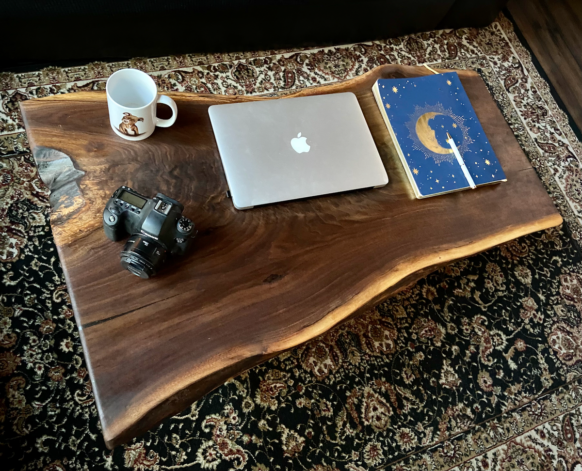 Naturally Forked Live Edge Walnut Coffee Table, Rustic Natural Edge Black Walnut Wood, Live Edge Console Table, Unique Live Edge Wood Table