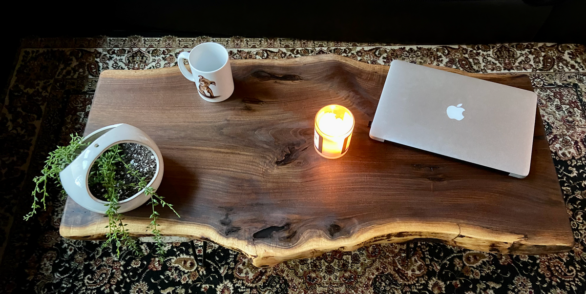 Rustic Live Edge Walnut Coffee Table, Live Edge Walnut Wood Coffee Table, Natural Edge Black Walnut Coffee Table, Rustic Coffee Table