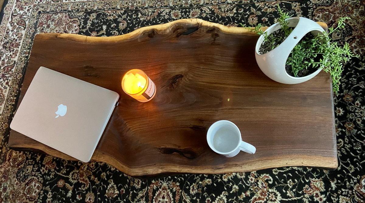 Rustic Live Edge Walnut Coffee Table, Live Edge Walnut Wood Coffee Table, Natural Edge Black Walnut Coffee Table, Rustic Coffee Table