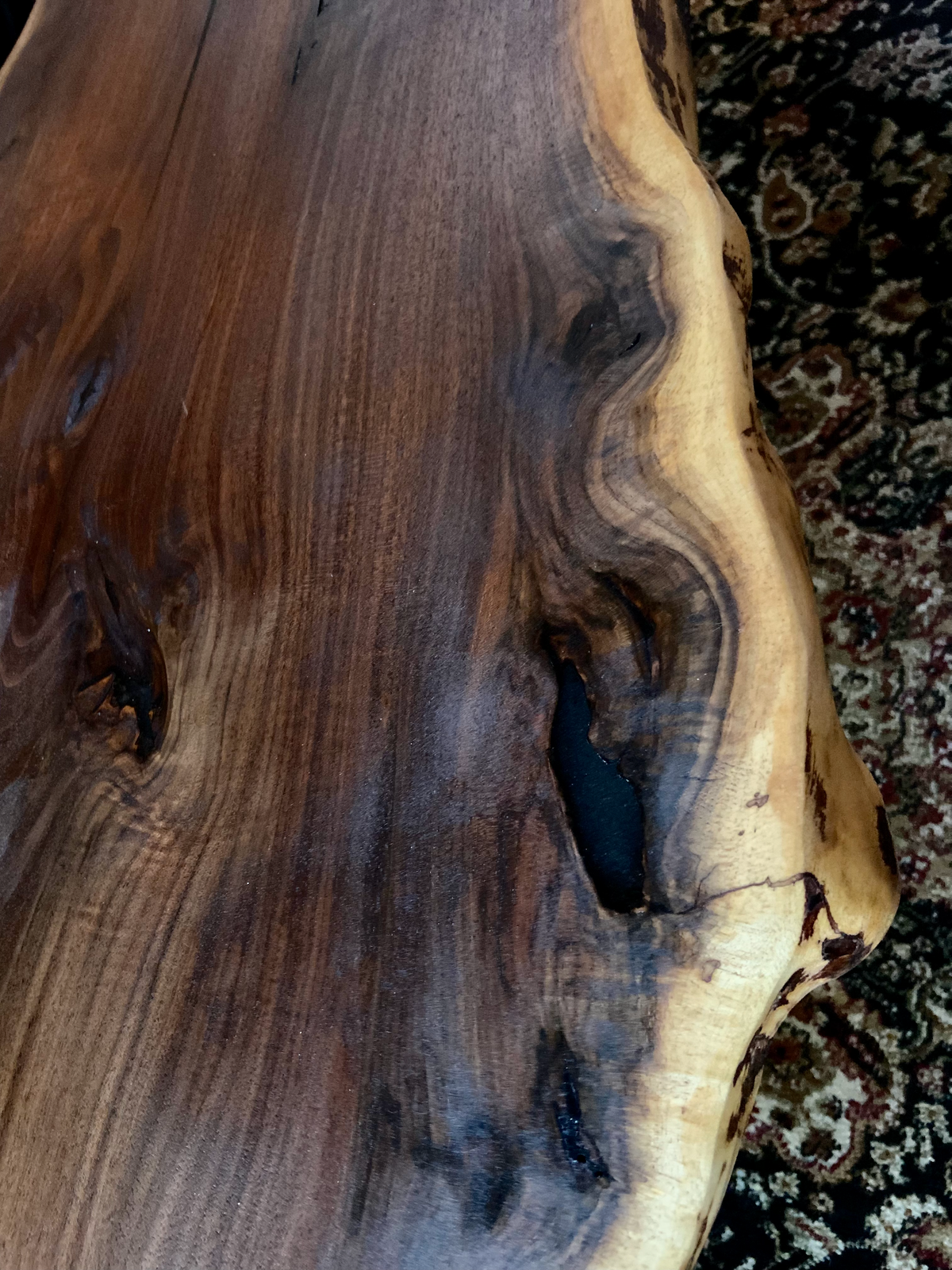 Rustic Live Edge Walnut Coffee Table, Live Edge Walnut Wood Coffee Table, Natural Edge Black Walnut Coffee Table, Rustic Coffee Table