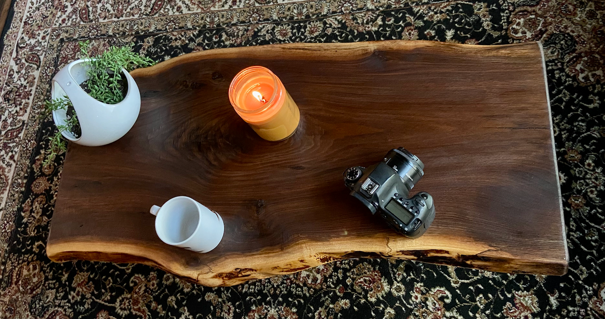 Modern Live Edge Walnut Coffee Table, Live Edge Walnut Wood Coffee Table, Natural Edge Black Walnut Coffee Table, Rustic Live Edge End Table