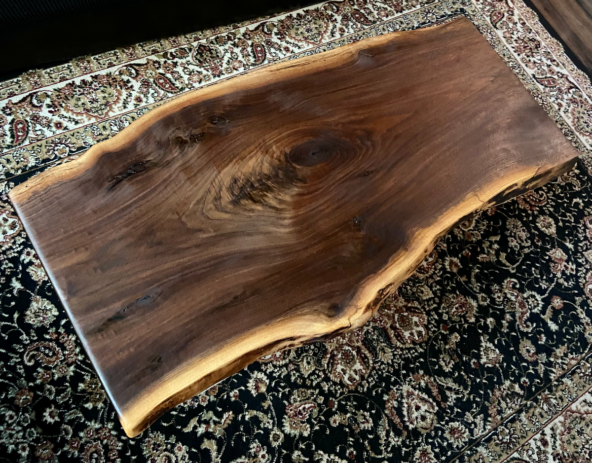 Modern Live Edge Walnut Coffee Table, Live Edge Walnut Wood Coffee Table, Natural Edge Black Walnut Coffee Table, Rustic Live Edge End Table