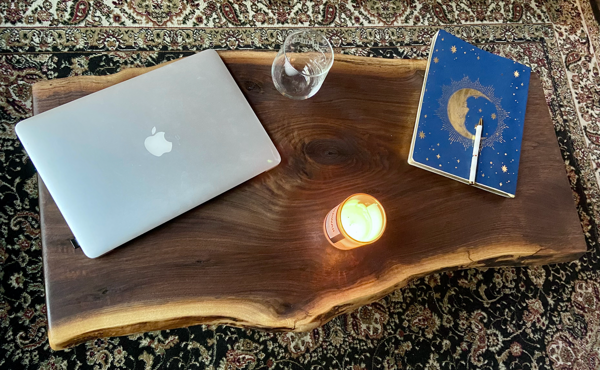 Modern Live Edge Walnut Coffee Table, Live Edge Walnut Wood Coffee Table, Natural Edge Black Walnut Coffee Table, Rustic Live Edge End Table