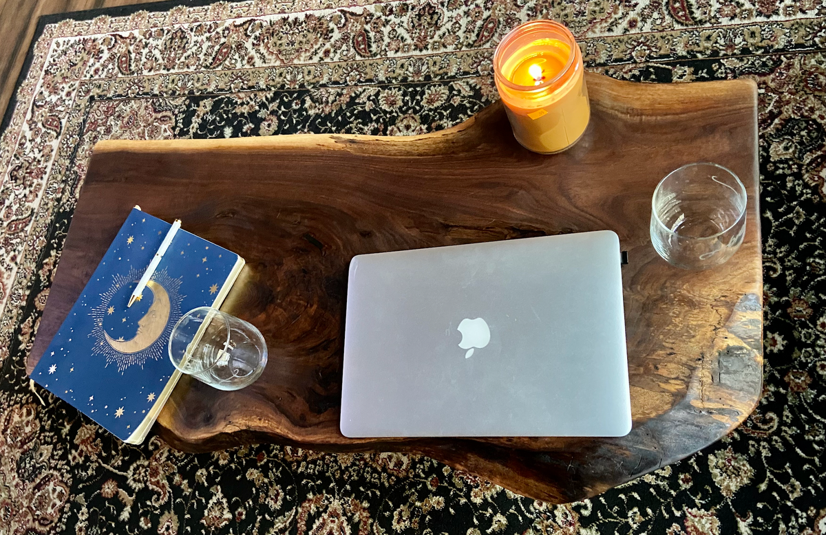 Stunning Live Edge Black Walnut Wood Coffee Table w/ Naturally Gorgeous Grain Patterns and Unique Shape