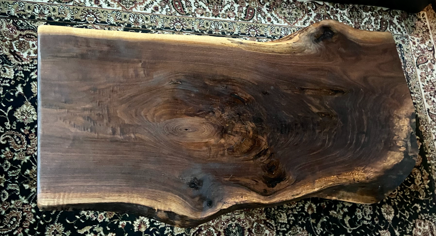 Stunning Live Edge Black Walnut Wood Coffee Table w/ Naturally Gorgeous Grain Patterns and Unique Shape