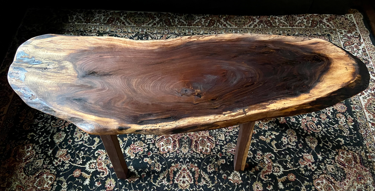 Oval Live Edge Walnut Coffee Table,Long Live Edge Coffee Table,Unique Round Live Edge Black Walnut Wood Table,Natural Wood Coffee Table
