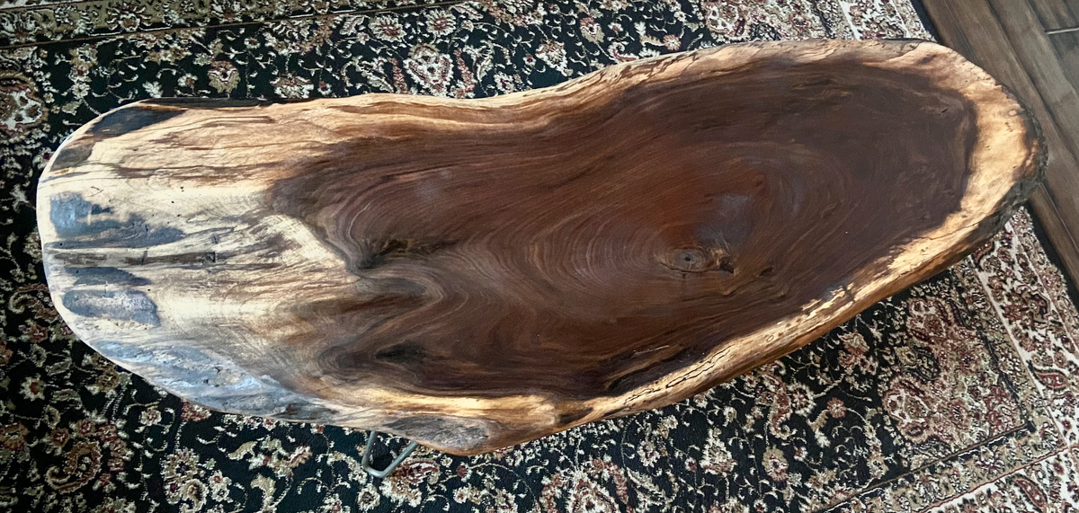 Oval Live Edge Walnut Coffee Table,Long Live Edge Coffee Table,Unique Round Live Edge Black Walnut Wood Table,Natural Wood Coffee Table