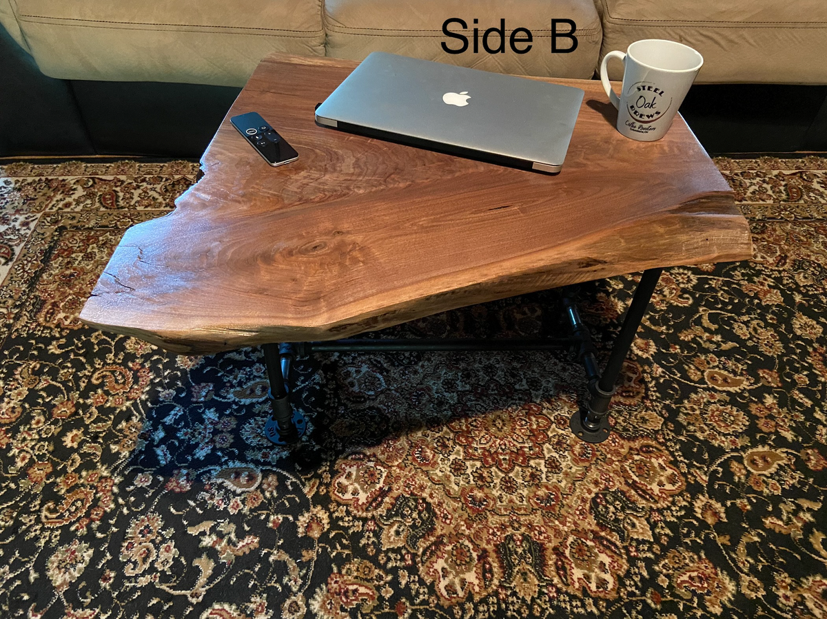 Industrial and contemporary black walnut live edge wood slab coffee table dark walnut coffee table live edge slab black walnut walnut coffee table rustic rugged table