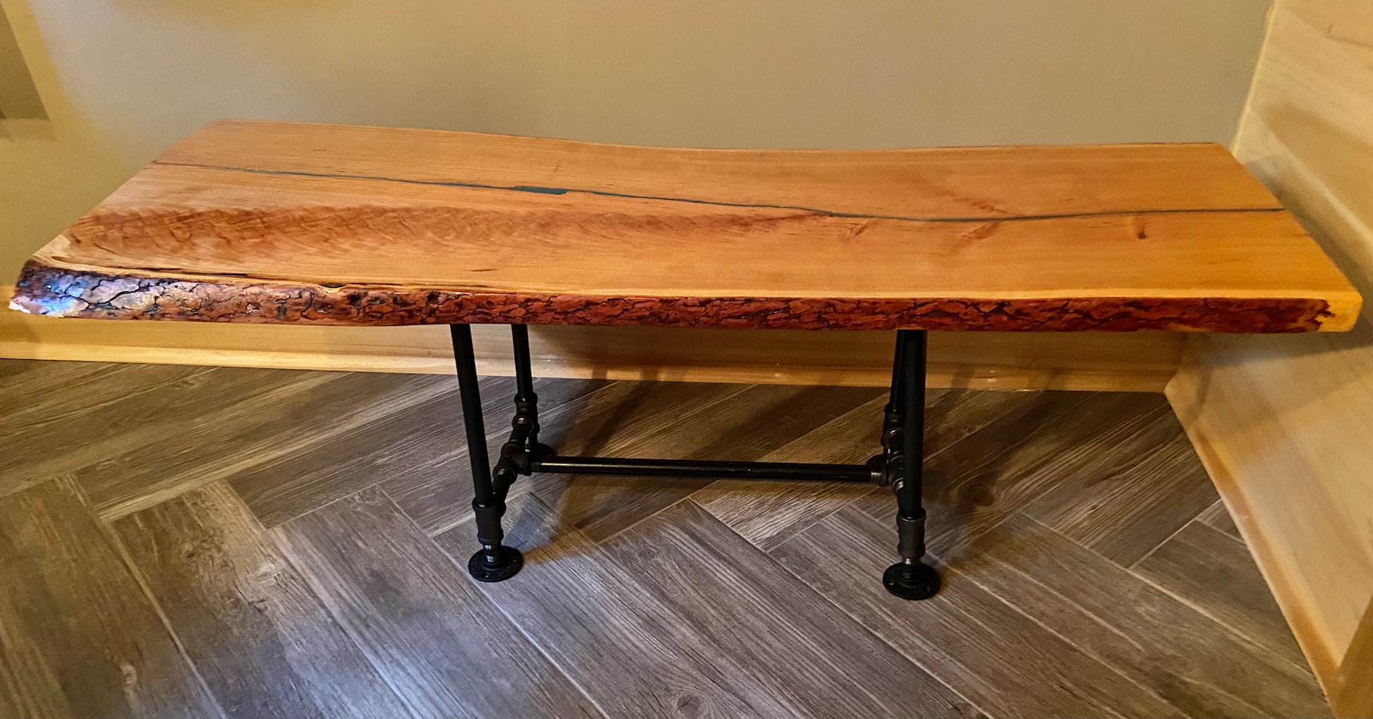 live edge cherry tables epoxy pour turquoise epoxy