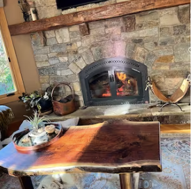 Beautiful live edge walnut coffee table with handcrafted square walnut legs from the same tree to complement.