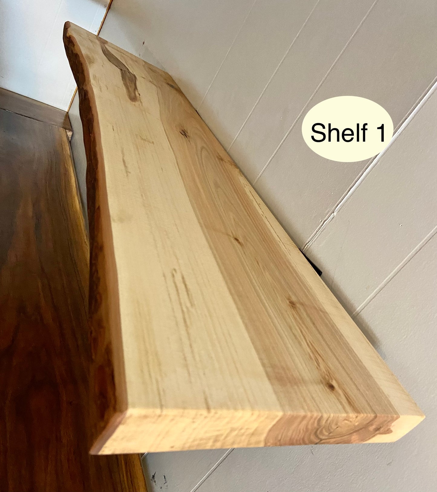 Live Edge Ambrosia Maple Farmhouse Floating Shelves (SOLD)