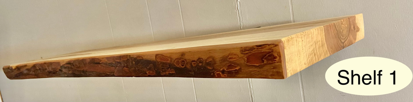 Live Edge Ambrosia Maple Farmhouse Floating Shelves (SOLD)