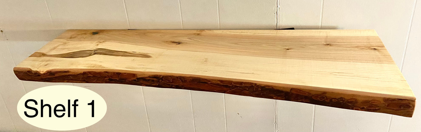Live Edge Ambrosia Maple Farmhouse Floating Shelves (SOLD)