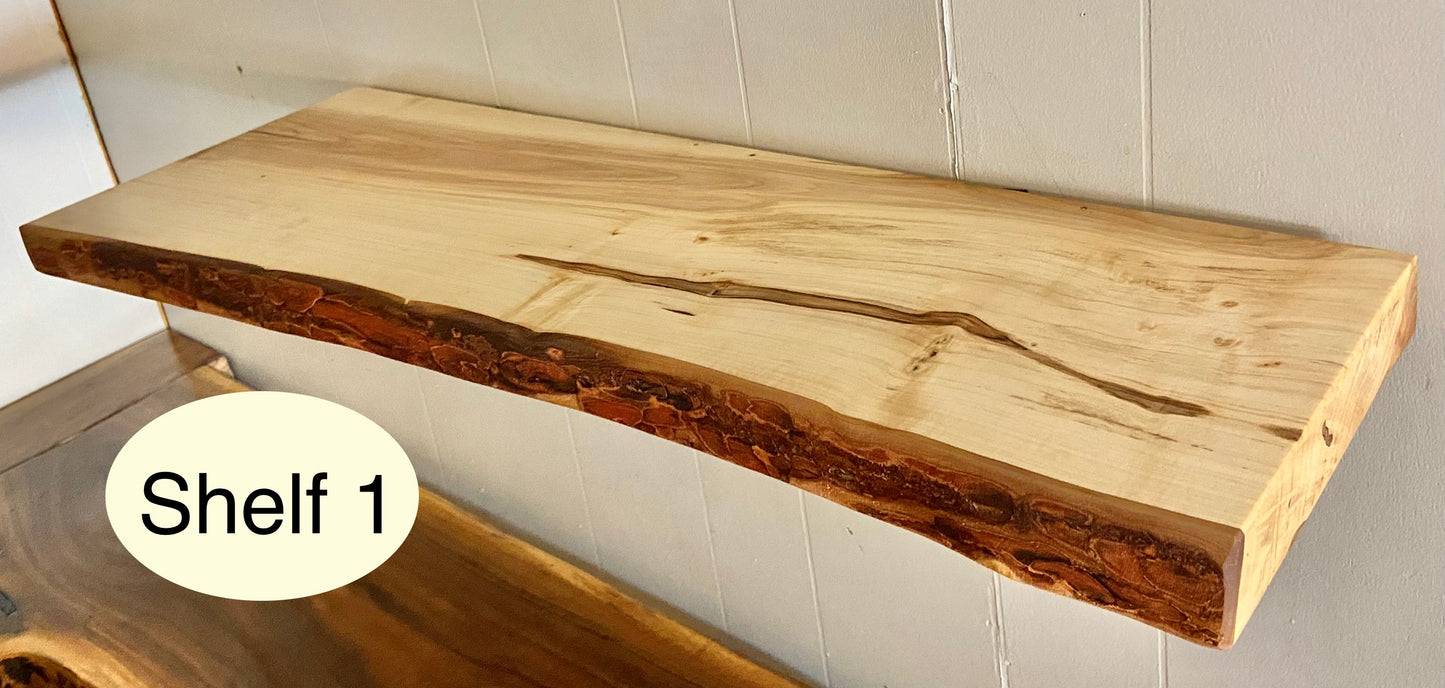 Live Edge Ambrosia Maple Farmhouse Floating Shelves (SOLD)