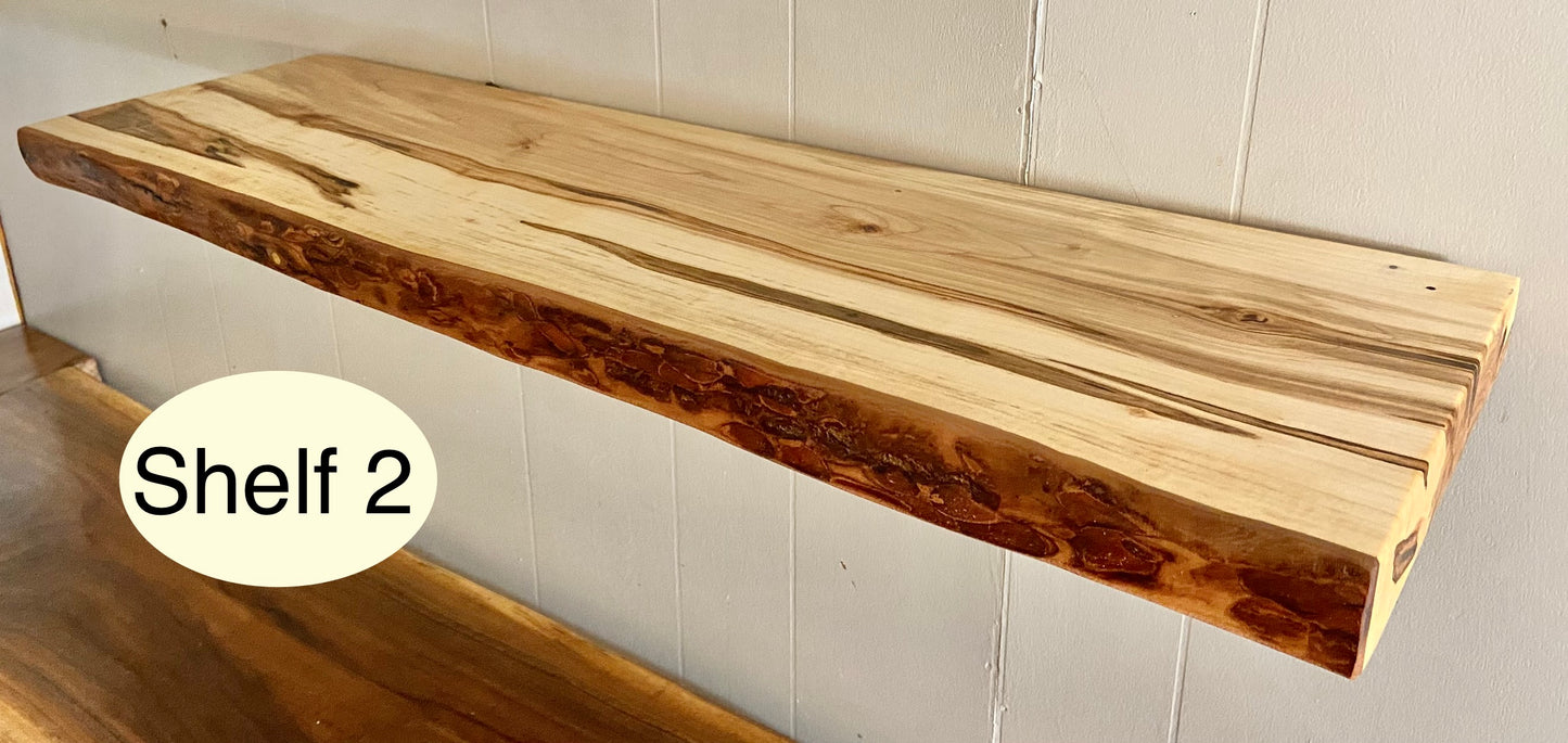 Live Edge Ambrosia Maple Farmhouse Floating Shelves (SOLD)