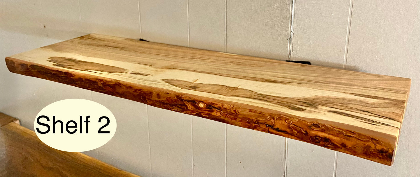 Live Edge Ambrosia Maple Farmhouse Floating Shelves (SOLD)