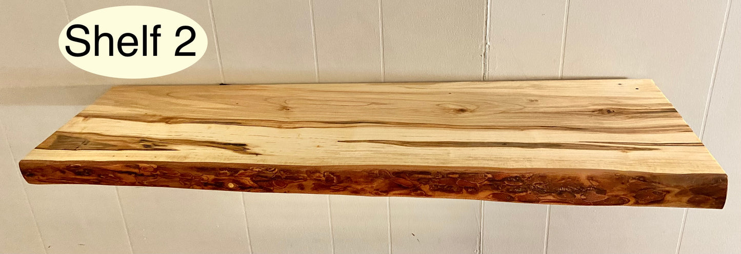 Live Edge Ambrosia Maple Farmhouse Floating Shelves (SOLD)
