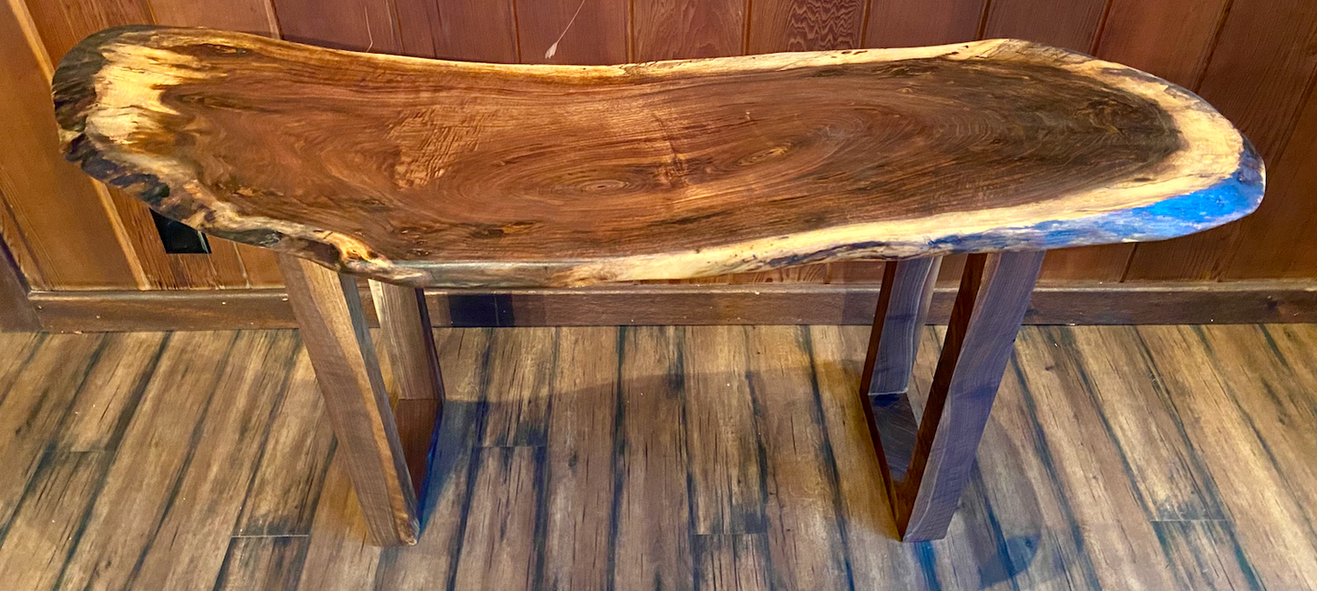 Unique Round Live Edge Black Walnut Wood Slice Table
