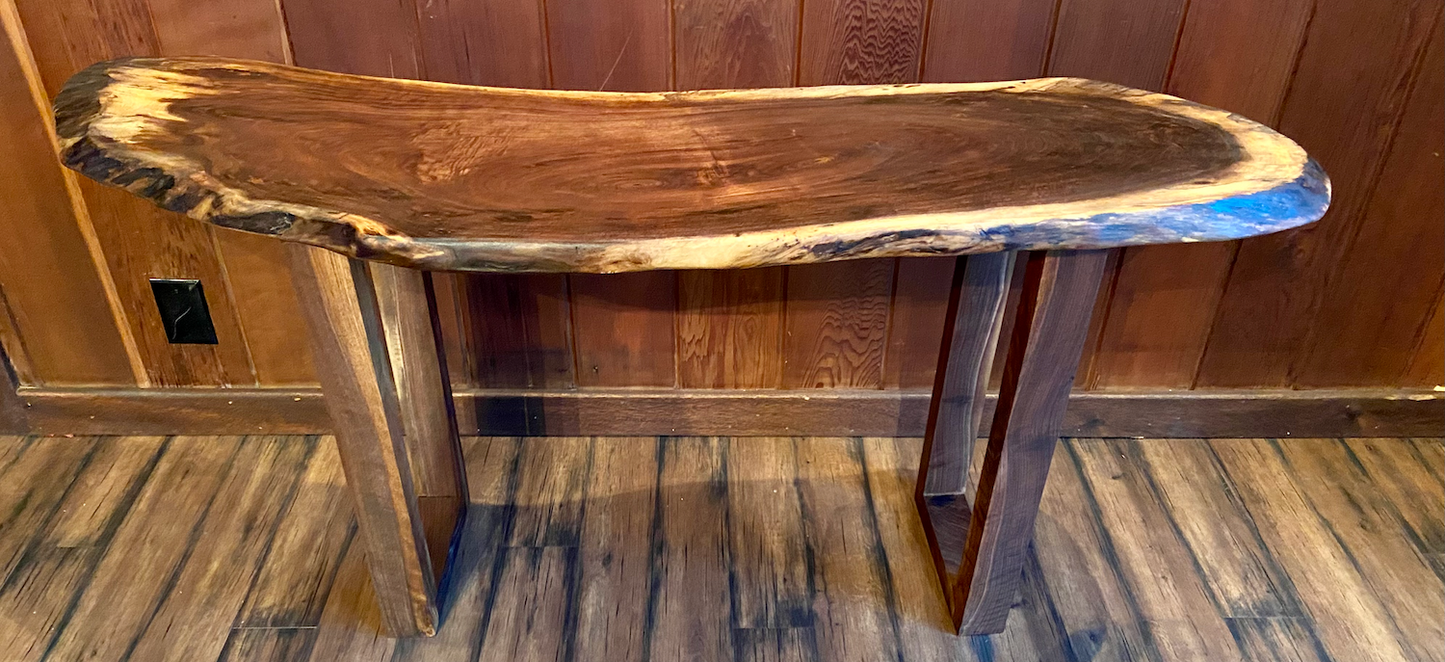 Unique Round Live Edge Black Walnut Wood Slice Table