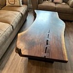 Large Walnut Coffee Table with Handcrafted Bowties