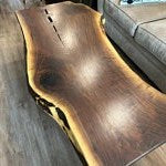 Large Walnut Coffee Table with Handcrafted Bowties