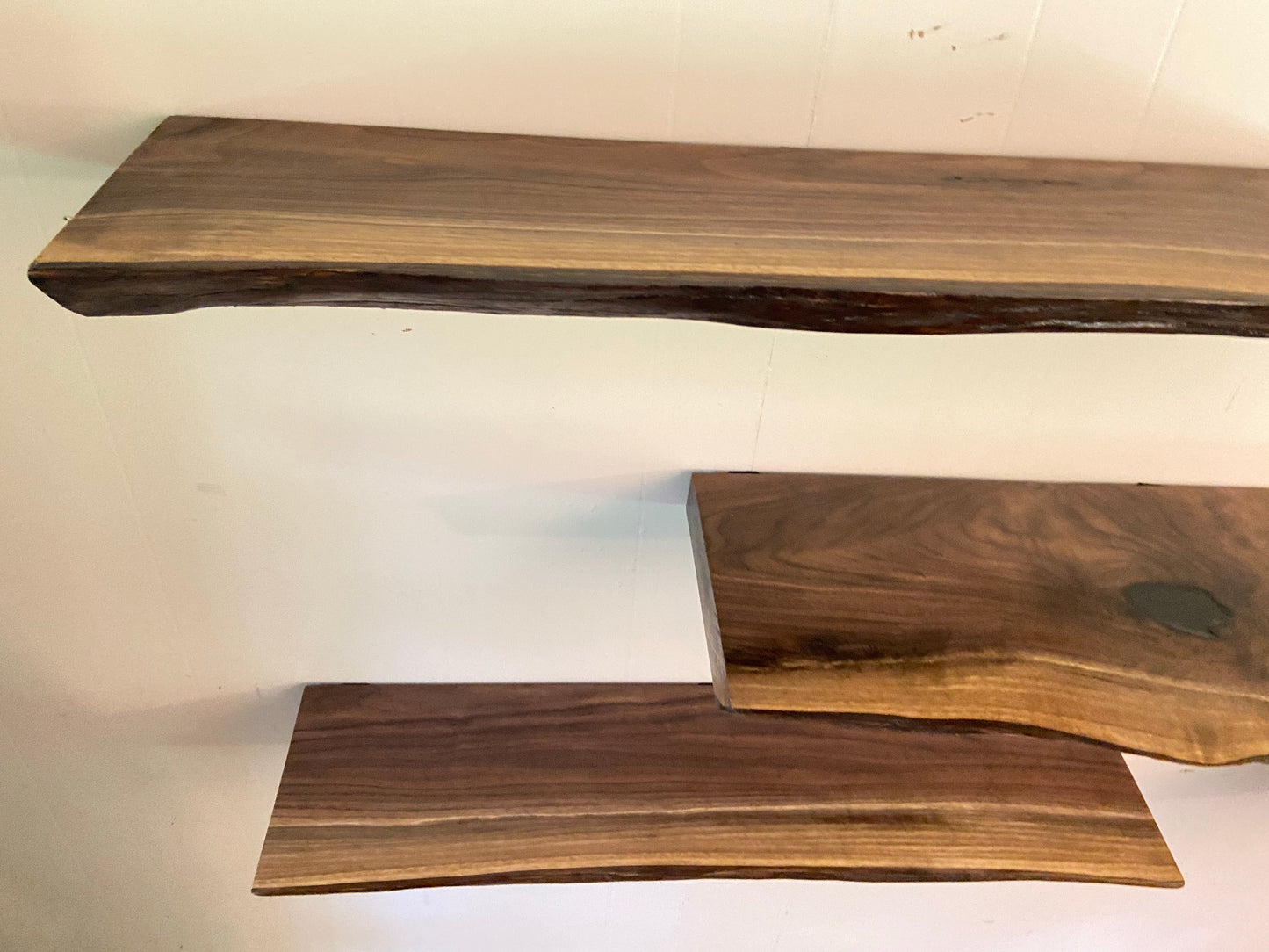 dark walnut shelves live edge slab black walnut floating shelf rustic rugged floating shelves