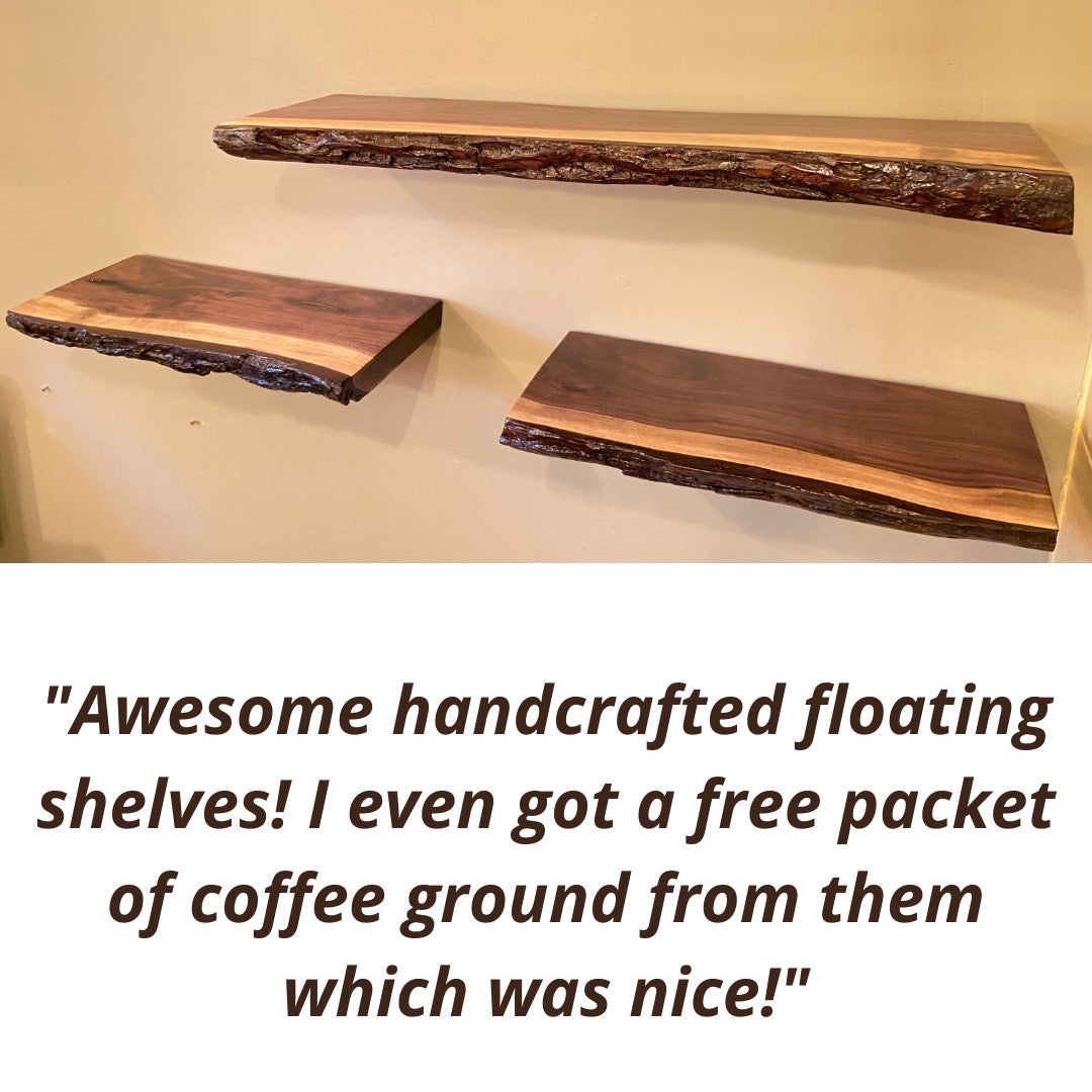 dark walnut shelves live edge slab black walnut floating shelf rustic rugged floating shelves