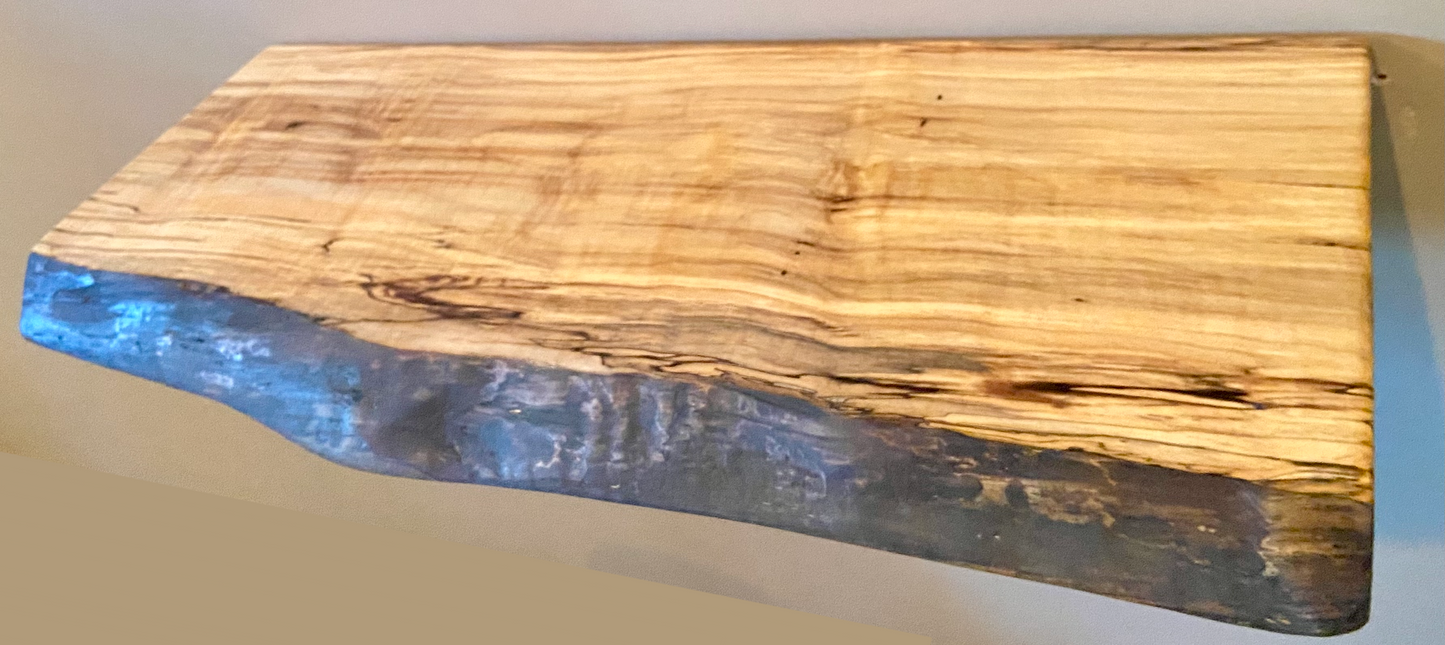 Custom Live Edge Spalted Maple Rustic Wood Floating Shelves|Ambrosia Maple Wood Wall Shelves