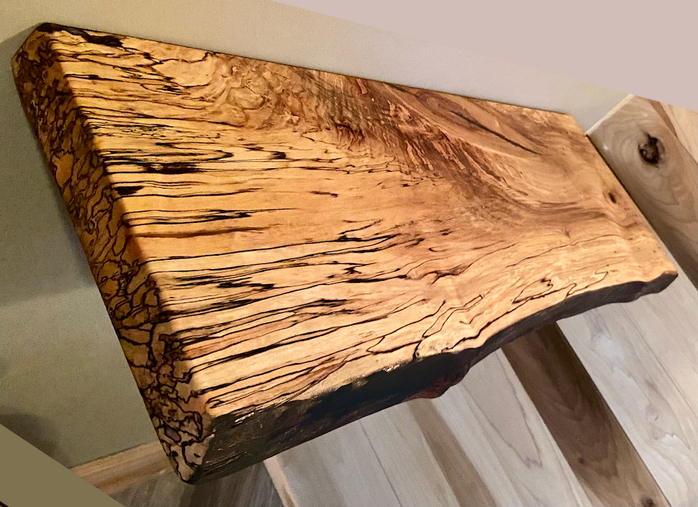 Custom Live Edge Spalted Maple Rustic Wood Floating Shelves|Ambrosia Maple Wood Wall Shelves