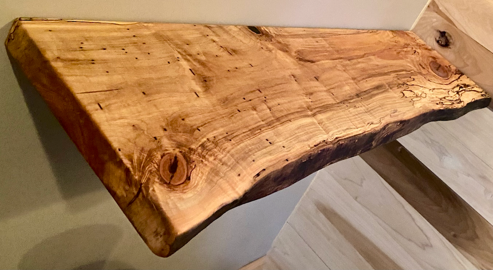 Custom Live Edge Spalted Maple Rustic Wood Floating Shelves|Ambrosia Maple Wood Wall Shelves