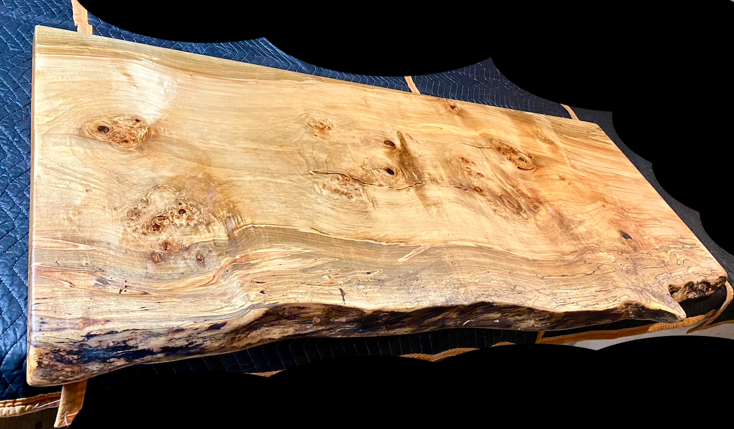 Live Edge Burl Maple and Bird's Eye Oversized Bar Top
