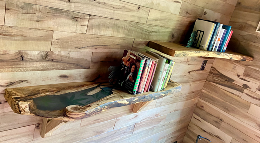 Sentimental Live Edge Maple Shelf Set w/Cannabis Epoxy