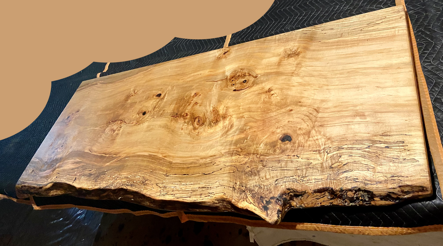 Live Edge Burl Maple and Bird's Eye Oversized Bar Top