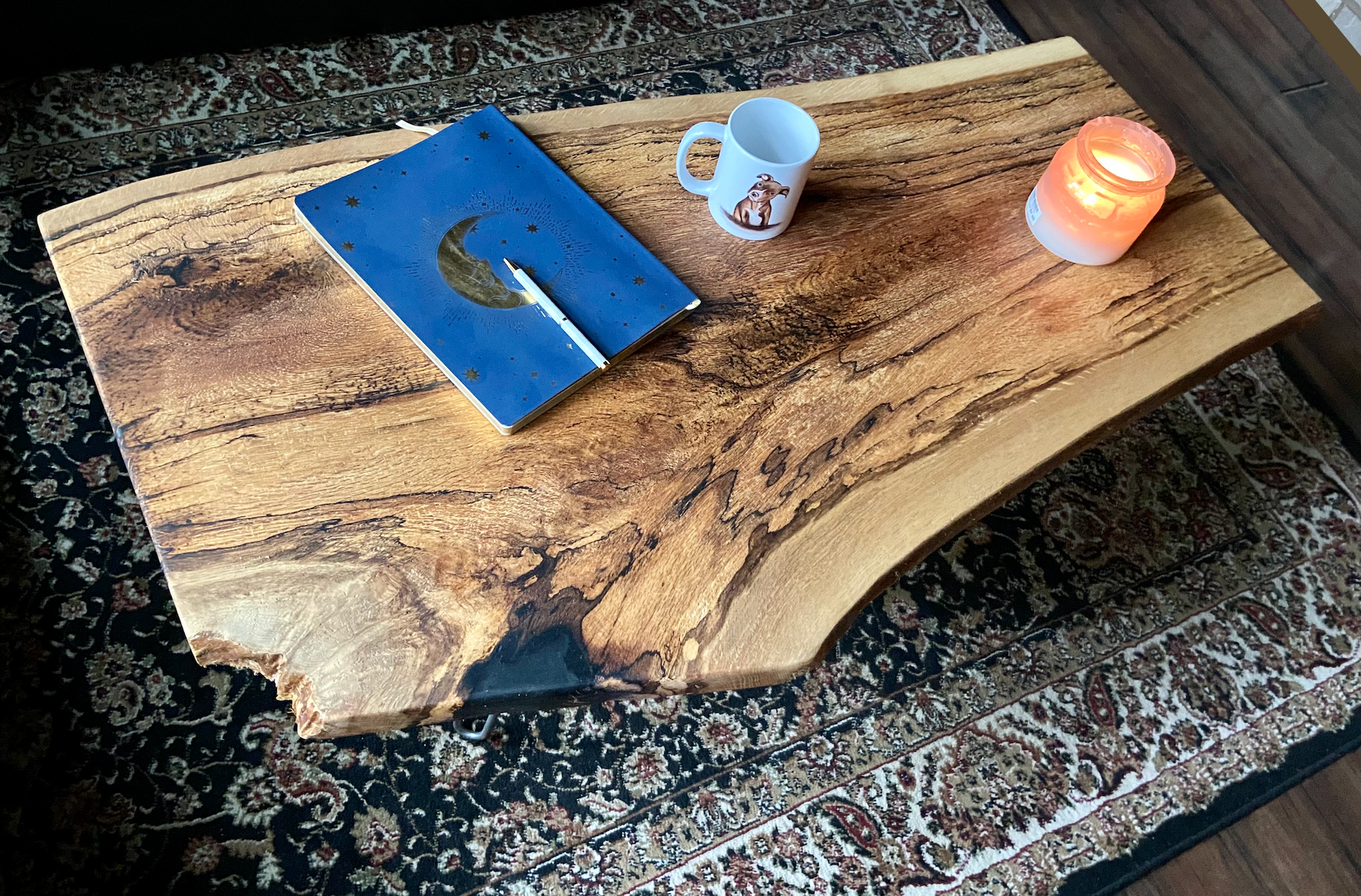 Live Edge Spalted Oak Rustic Coffee Table – Steel Oak