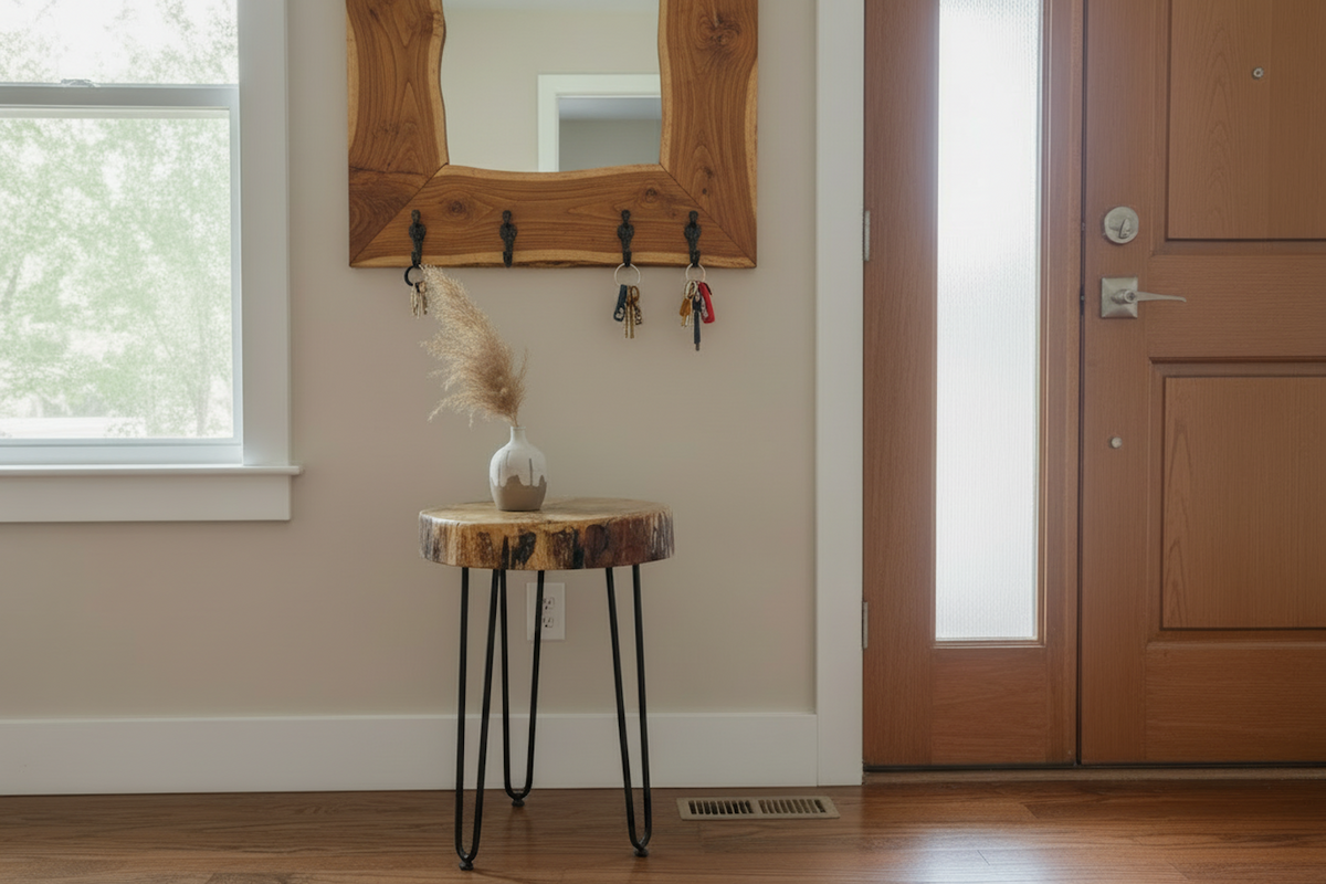 Live Edge Round Maple Wood Matching End Tables