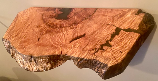 Small Unique Curly Maple Live Edge Wood Shelf
