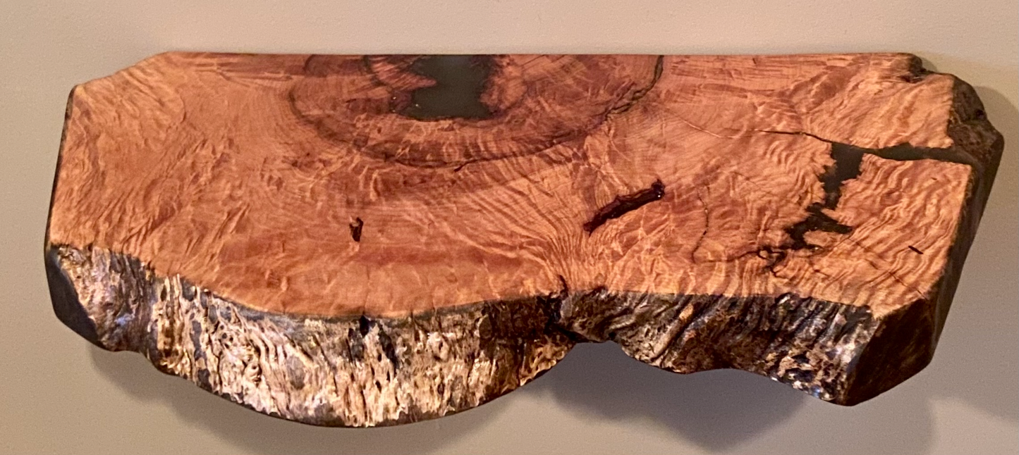 Small Unique Curly Maple Live Edge Wood Shelf