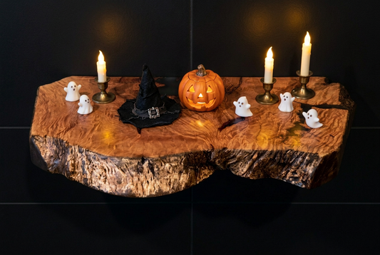 Small Unique Curly Maple Live Edge Wood Shelf