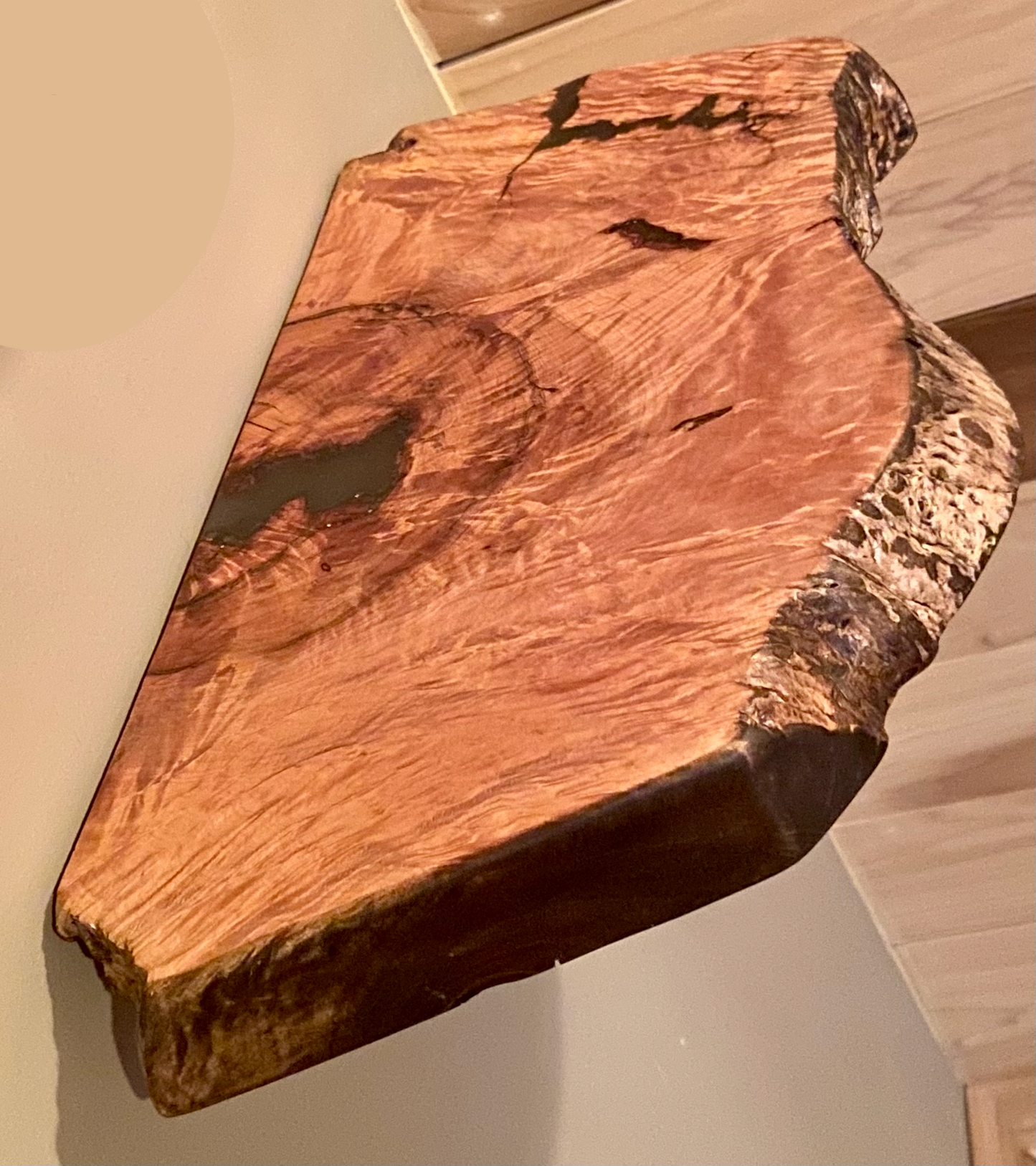 Small Unique Curly Maple Live Edge Wood Shelf